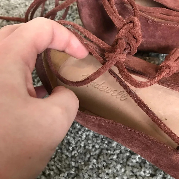 Madewell Suede Mauve Pink Copper Lace Flats - Picture 2 of 5